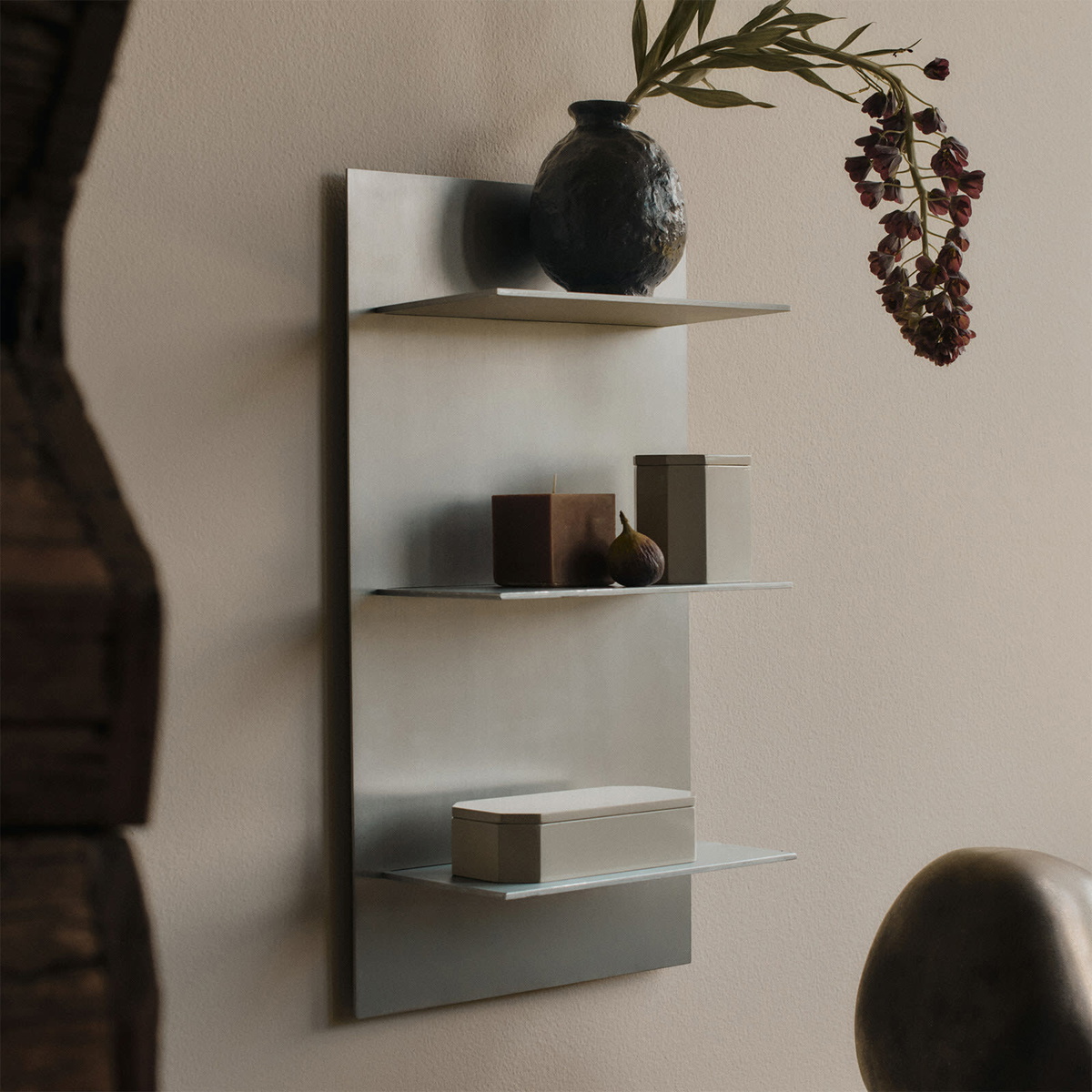 ferm LIVING Lager Wall Shelf - Triple Small in Aluminium 