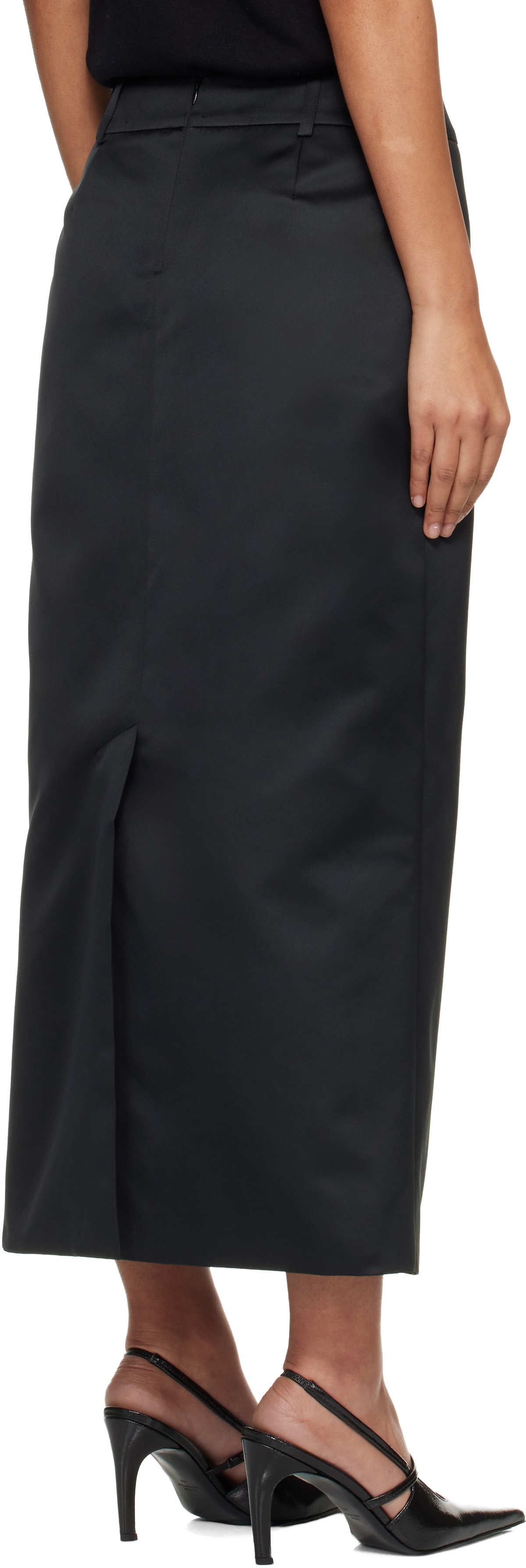 The Frankie Shop Black Alrose Satin Midi Skirt