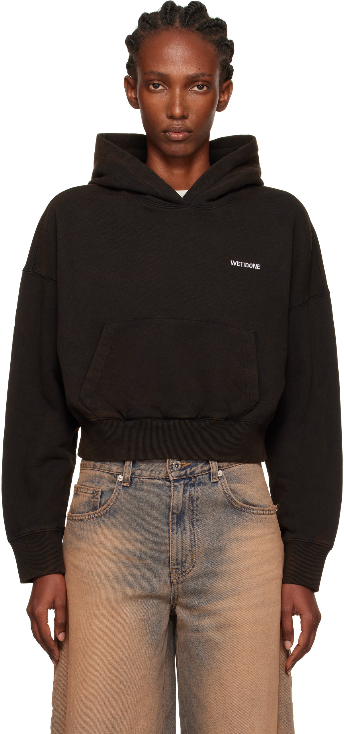 We11done Black 'Elleven' Zip-up Hoodie We11done