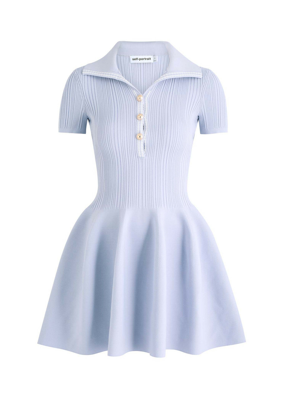 Self-portrait Ribbed Stretch-knit Mini Dress Lilac