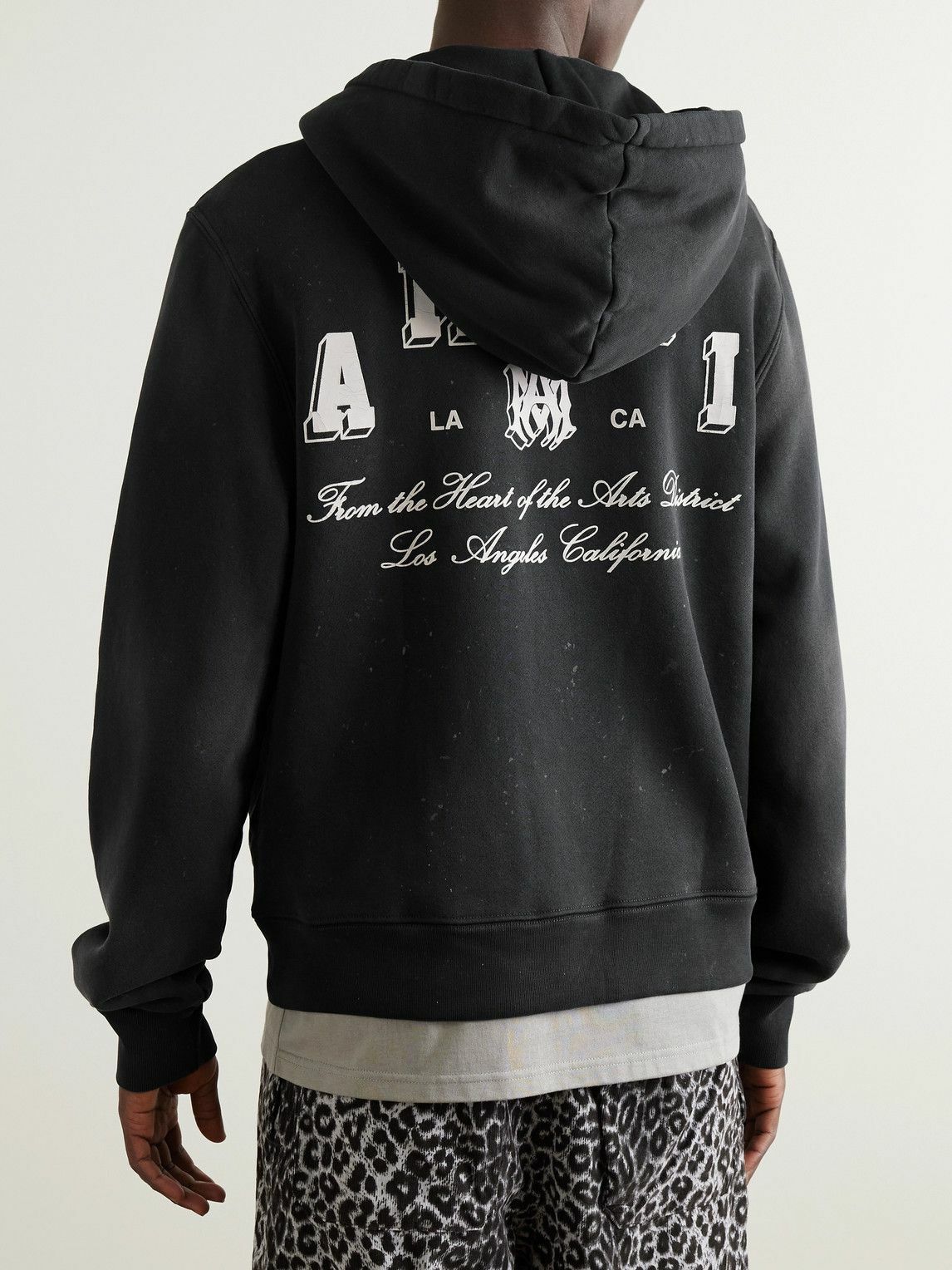 AMIRI logo-embroidered cotton hoodie - Black