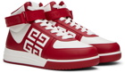 Givenchy Red & White G4 High-Top Sneakers