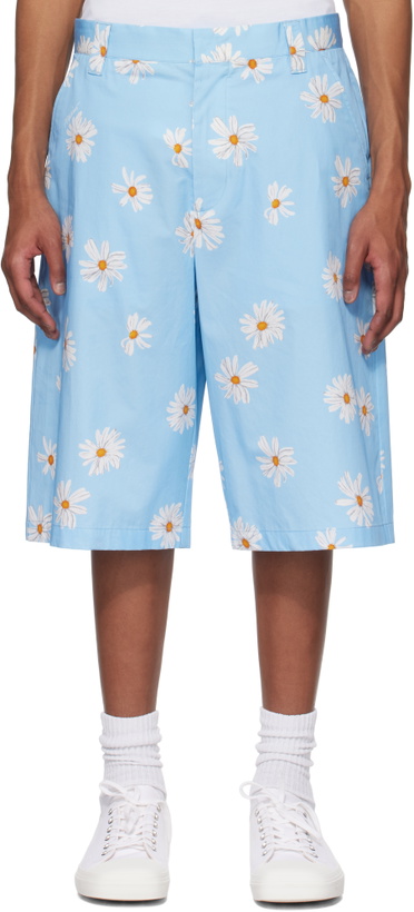 Photo: Moschino Blue Satin Bermuda Allover Daisy Shorts