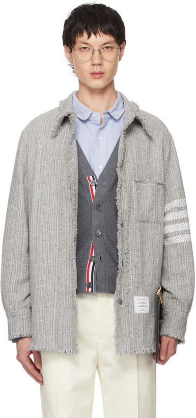 Photo: Thom Browne Gray 4-Bar Shirt Jacket