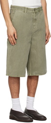 LE17SEPTEMBRE Green Garment-Dyed Denim Shorts