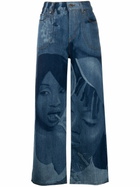 Ahluwalia Blue Lolly Printed Wide-Leg Jeans