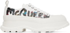 Alexander McQueen White Graffiti Tread Slick Sneakers