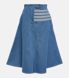 Thom Browne 4-bar denim midi skirt
