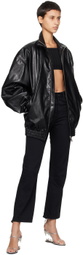 GCDS Black Oversized Faux-Leather Jacket