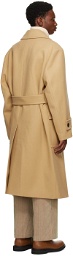 Solid Homme Brown Belted Trench Coat