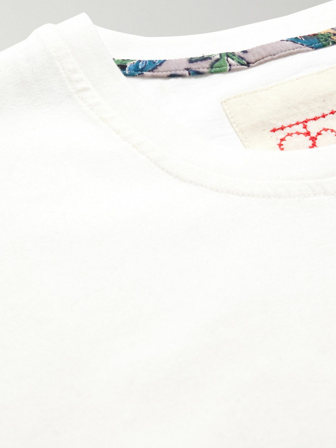 Kardo - Embroidered Appliquéd Cotton-Jersey T-Shirt - White