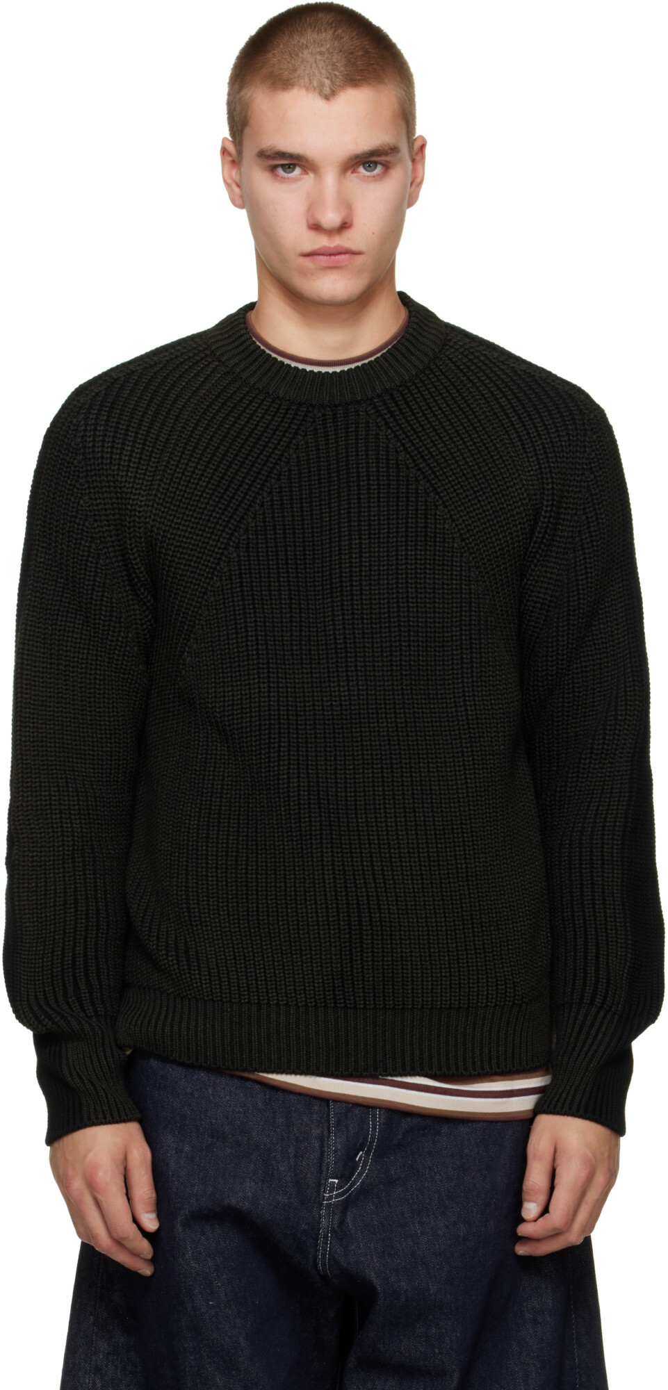 Comme des Garçons Homme Black Wool Worsted Sweater