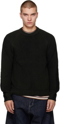 Comme des Garçons Homme Black Wool Worsted Sweater