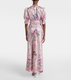 Camilla Lace-trimmed printed silk midi dress