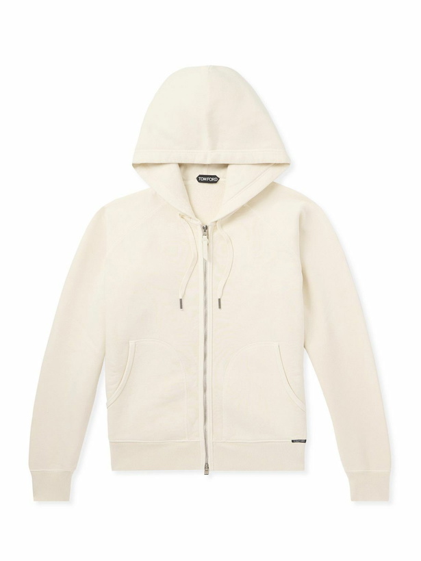 Photo: TOM FORD - Slim-Fit Cotton-Jersey Zip-Up Hoodie - Neutrals