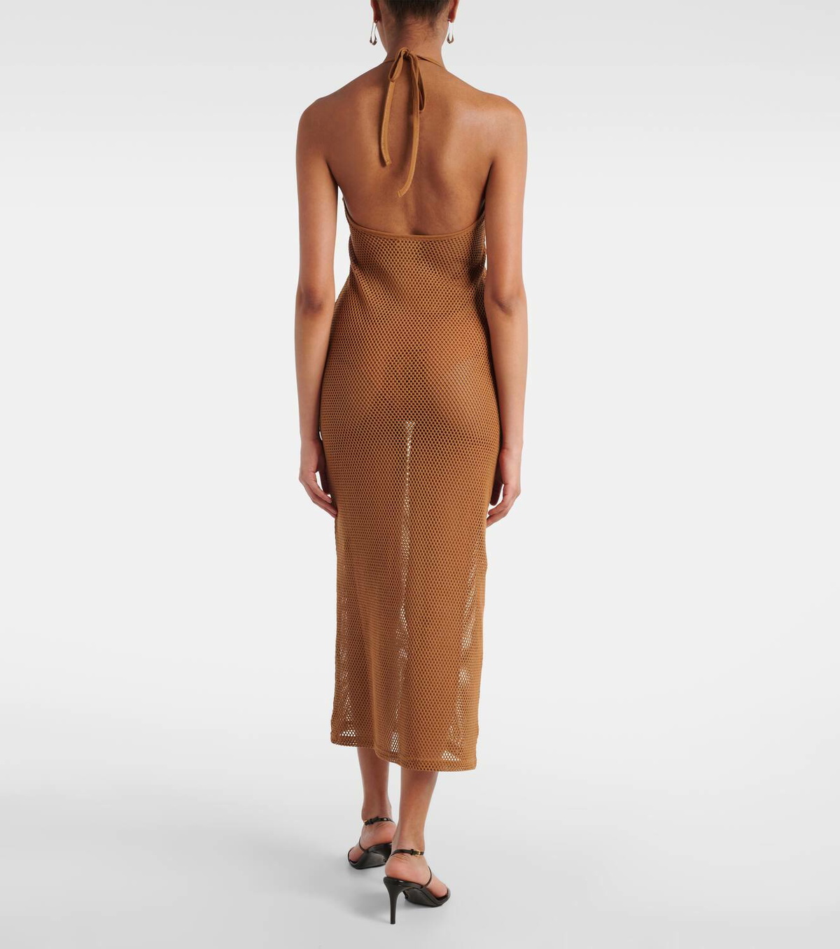 Courrèges Sheer cotton mesh midi dress
