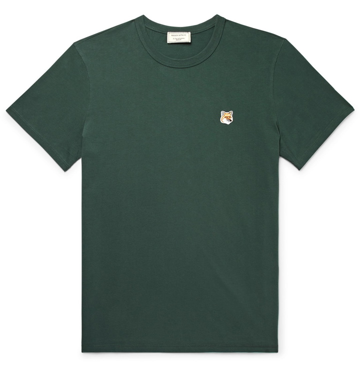 Photo: Maison Kitsuné - Logo-Appliquéd Cotton-Jersey T-Shirt - Green