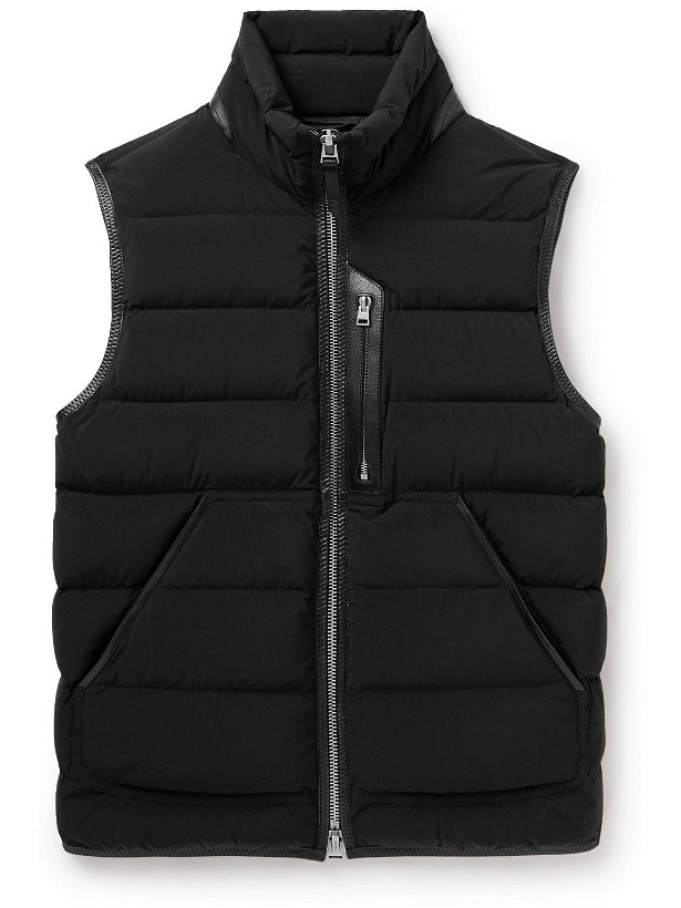 Photo: TOM FORD - Leather-Trimmed Padded Shell Down Gilet - Black