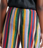Staud Mateo striped cotton wide-leg pants