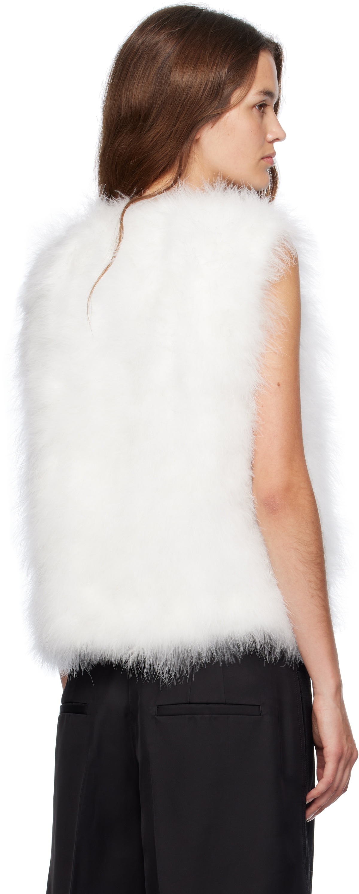 Yves Salomon White Cropped Feather Vest