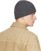 Marine Serre Gray Moon Logo Knit Beanie