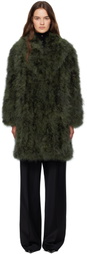 Yves Salomon Green Long Feather Coat