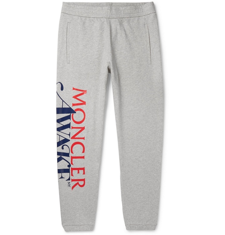 Photo: Moncler Genius - Awake NY 2 Moncler 1952 Tapered Logo-Print Cotton-Jersey Sweatpants - Gray