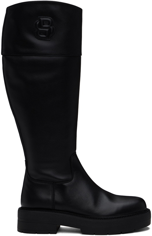 Photo: BOSS Black Leather Padded Double Monogram Tall Boots