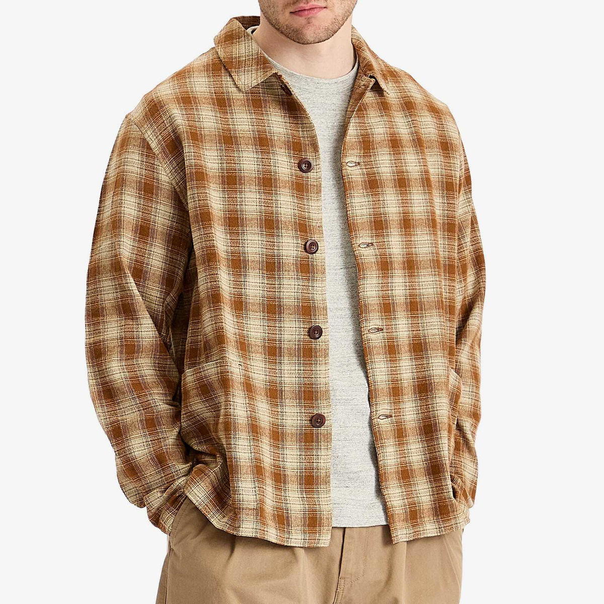 Café Mountain Men's Easy Check Jacket in Ochre