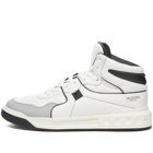 Valentino Men's High Top Roman Stud Sneakers in White/Black/Pastel Grey