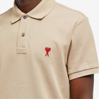 AMI Paris Men's Small A Heart Polo Shirt in Champagne