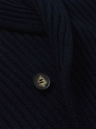 The Row - Double-Breasted Ribbed Merino Wool and Cashmere-Blend Cardigan - Blue