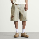 Drôle de Monsieur Men's Embroidered Flowers Patch Denim Shorts in Dusty