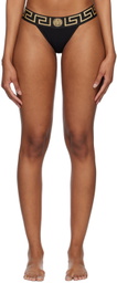 Versace Underwear Black Greca Border Thong