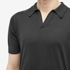 John Smedley Men's Noah Skipper Collar Polo Shirt in Black