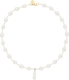 Simone Rocha White & Gold Staccato Pendant Pearl Necklace