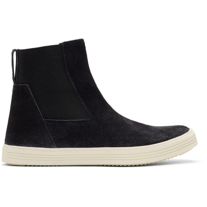 Photo: Rick Owens Black and Off-White Suede Mastodon Elastic Boots
