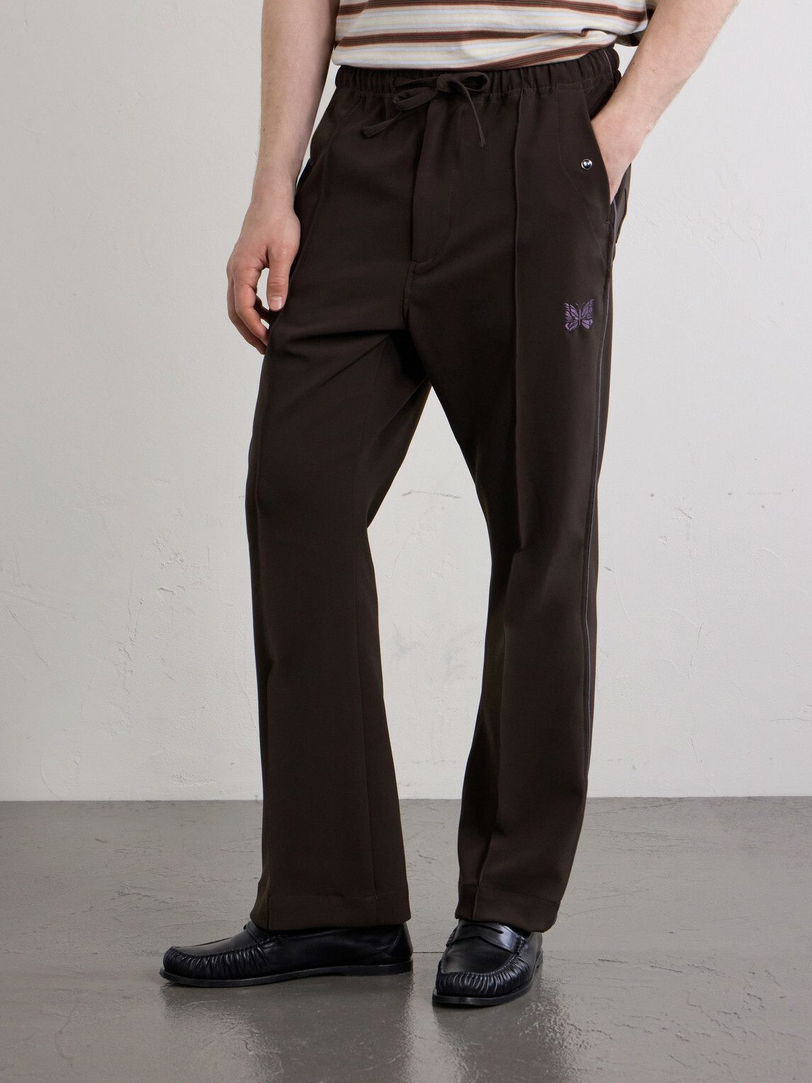Needles - Piping Cowboy Straight-Leg Embroidered Woven Trousers - Brown