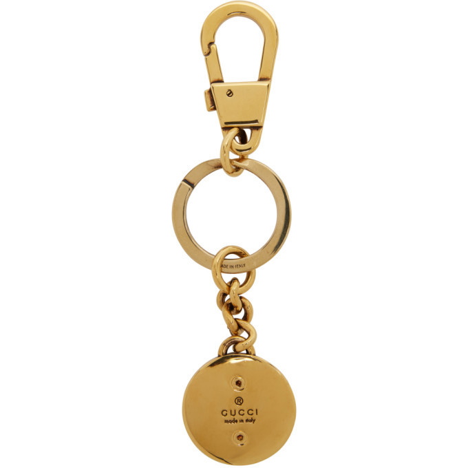 Gold Bee GG Leather Keychain