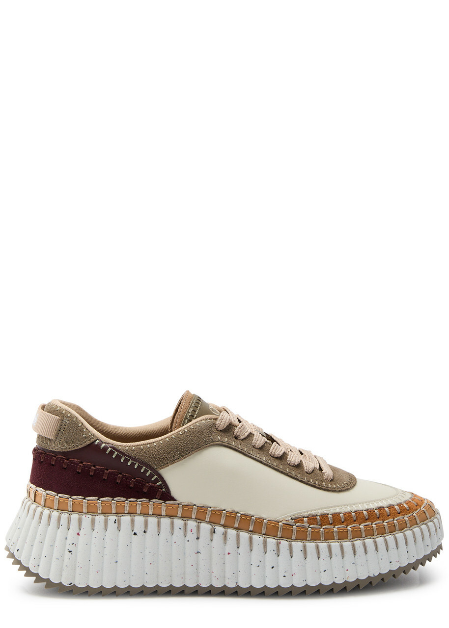Chloe Nama Panelled Leather Sneakers White