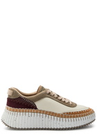 Chloe Nama Panelled Leather Sneakers White