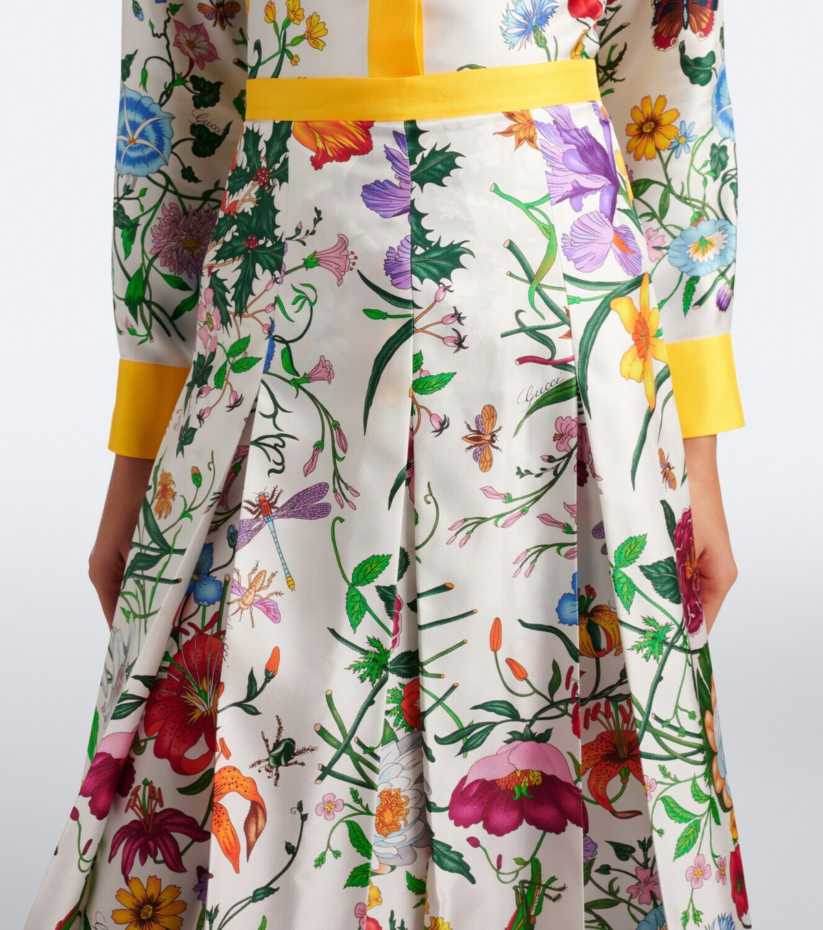 Gucci Gucci Flora pleated silk midi skirt