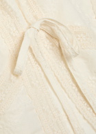 Solaqua Willow Embroidered Cropped Cotton top Ivory