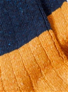 Corgi - Colour-Block Ribbed Merino Wool-Blend Socks - Blue