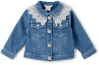 Chloé Baby Blue Embroidered Collar Denim Jacket