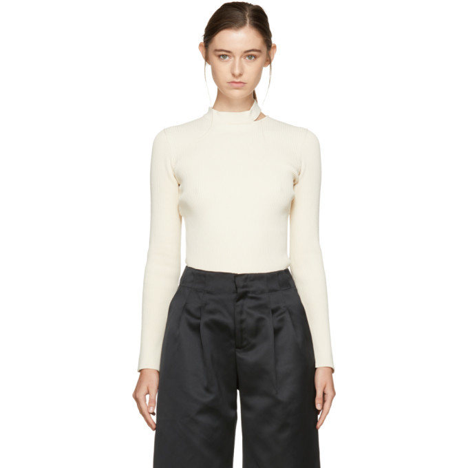 Nomia Ivory Slit Collar Sweater