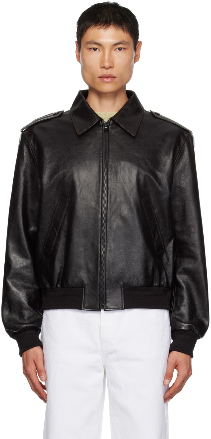 Recto Black Zip Leather Jacket Recto