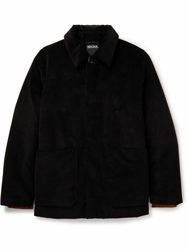 Photo: Zegna - Leather-Trimmed Cotton-Blend Corduroy Chore Jacket - Black
