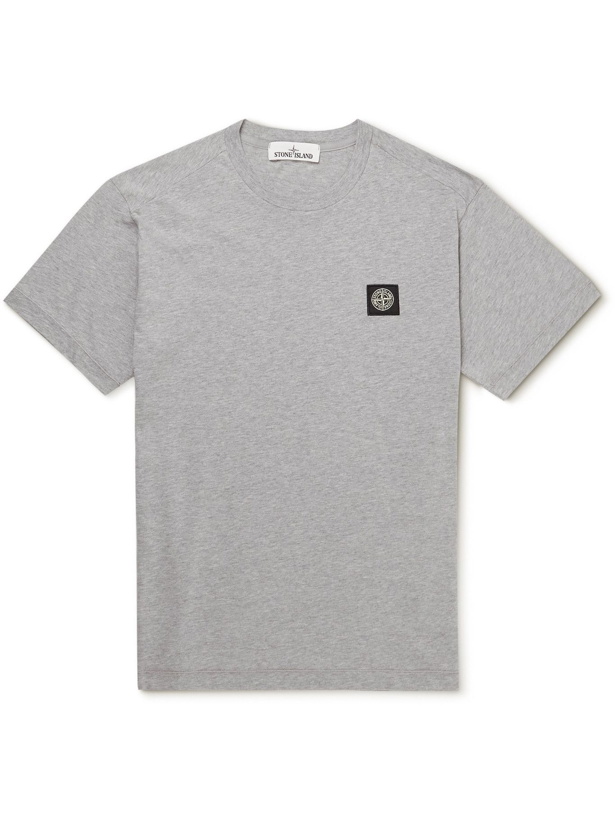 Photo: Stone Island - Logo-Appliquéd Cotton-Jersey T-Shirt - Gray