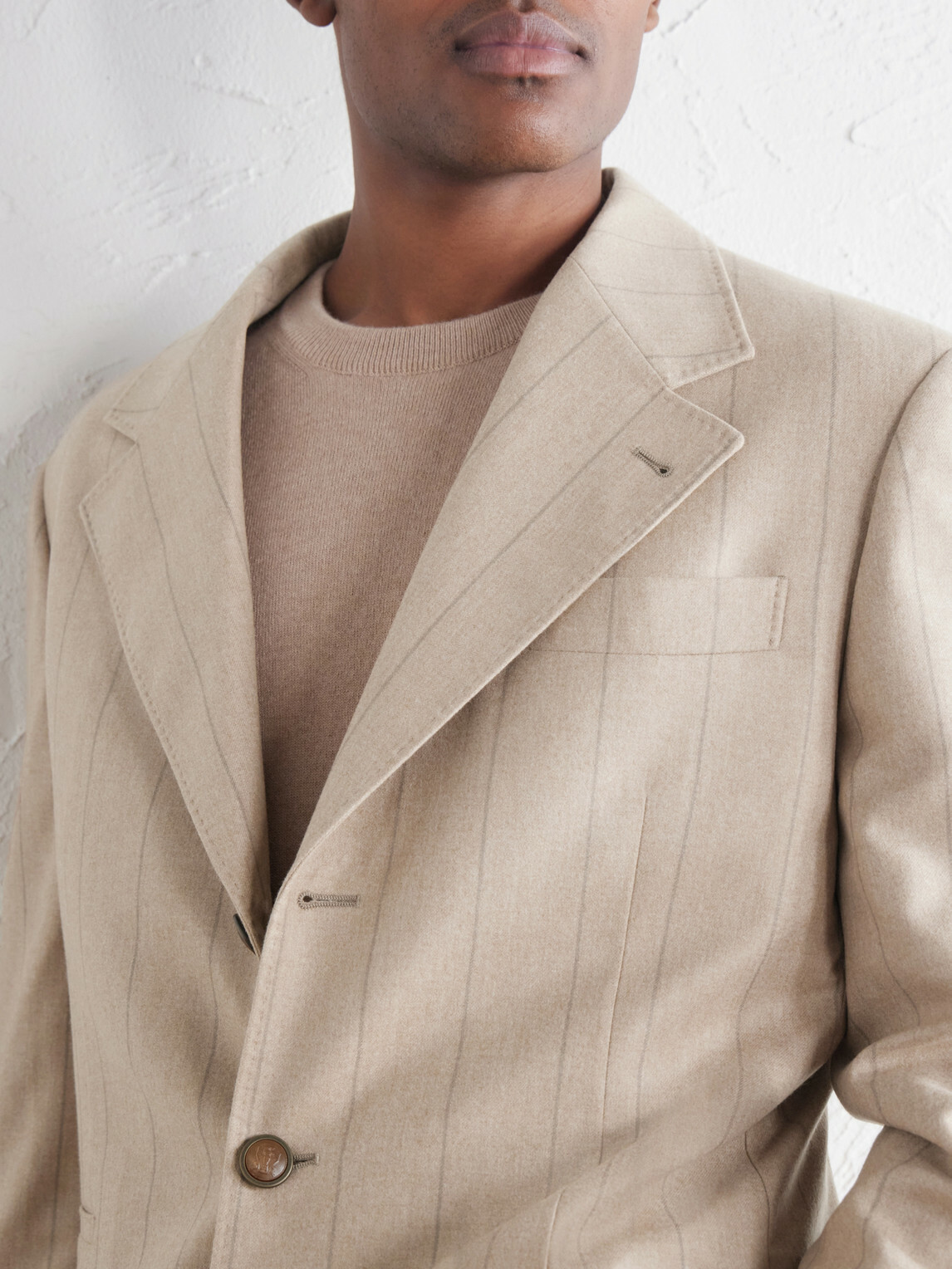 Brunello Cucinelli - Pinstripe Wool, Silk and Cashmere-Blend Flannel Suit Jacket - Brown